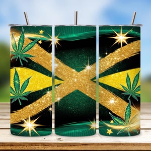 Jamaican Flag Tumbler Wrap: 20oz Skinny Sublimation Design (Digital Download