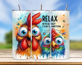 Funny Chicken Tumbler Wrap PNG 20oz Skinny Sublimation Tumbler Design Seamless Chicken Wrap Sublimation Download Farm Animal Tumbler Art