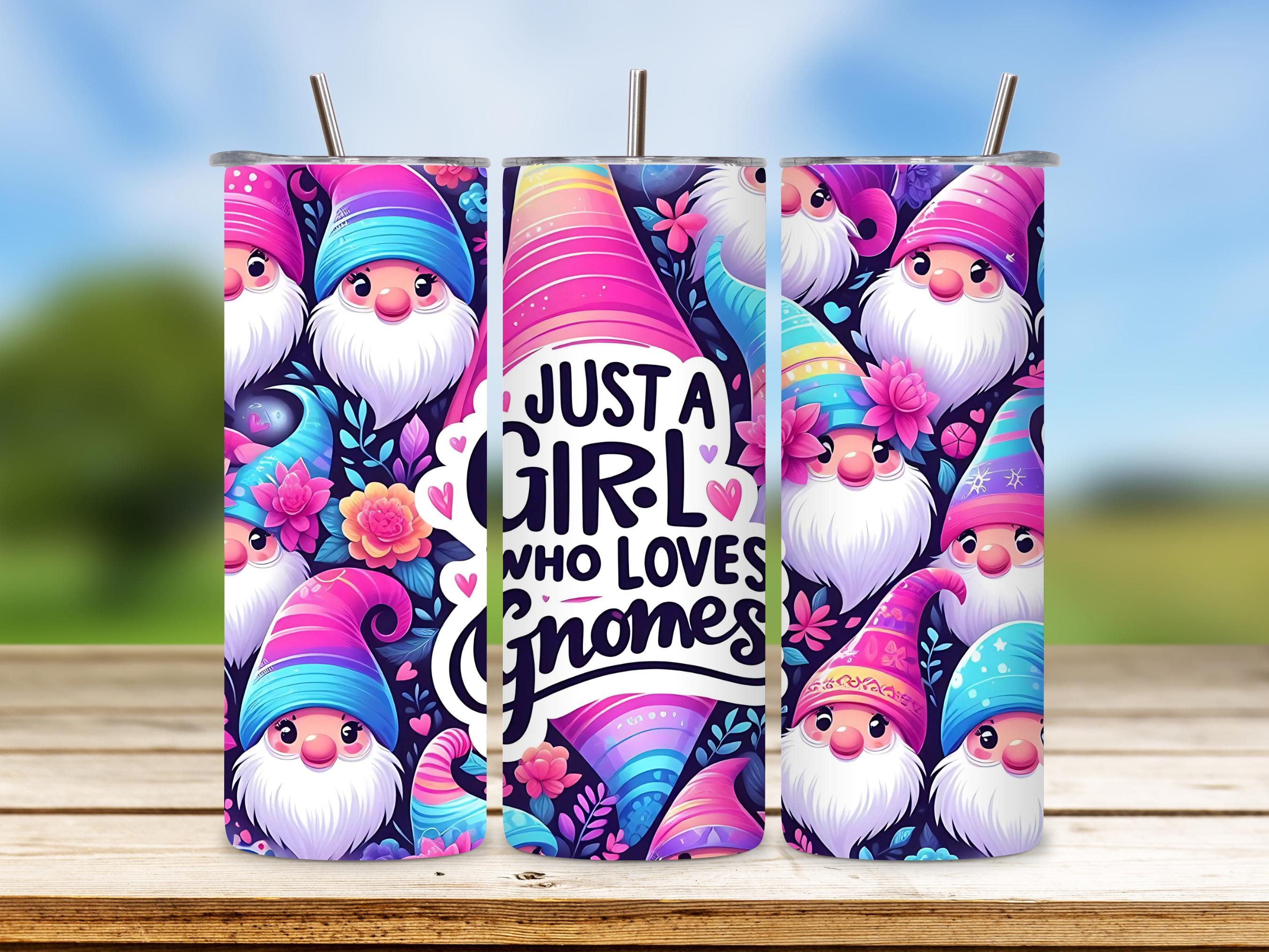 Pastel Gnome Tumbler Wrap, Cute 20 oz Skinny Tumbler PNG, Gnome Lady Sublimation Design, Digital Download, Gonk Straight Wrap Gift