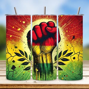 Schwarze Geschichte Monat Becher, 20 Unzen Skinny Tumbler Sublimation, Juniteenth PNG Digitaler Download, Afrikanische Wurzeln Black Pride Tumbler Design