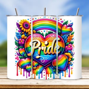 Pride Rainbow Tumbler Wrap 20oz: Gay Pride Sublimation Design (Digital PNG)