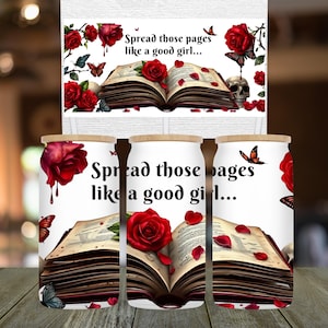 Spicy Book Lover 16oz Glass Can Wrap: Smut Reader PNG (Digital Download)