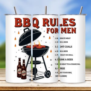Funny BBQ Rules Tumbler Wrap: Father&#39;s Day Beer Design (Digital Download)