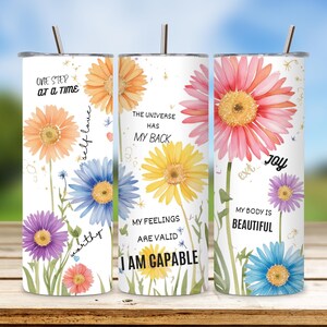 Affirmation Tumbler Wrap: Self Love Positive Quotes (Digital Download PNG, 20oz Skinny Tumbler Design)