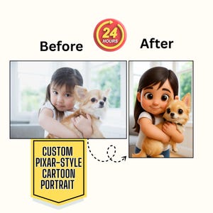 Portrait numérique 3D de dessin animé de style Pixar personnalisé, oeuvre d'art numérique personnalisée de couples, de familles et d'animaux de compagnie, illustration de cadeau unique