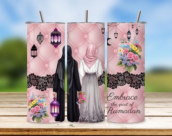 Ramadan Tumbler Wrap: Muslim Girl, Islamic Lantern (Digital Download)