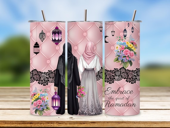 Ramadan Tumbler Wrap: Muslim Girl, Islamic Lantern (Digital Download)