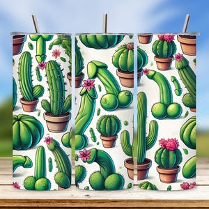 Lustiger Kaktus Becher Wrap: Erwachsenen Humor Sublimationsdesign (20 OZ Skinny Tumble PNG)