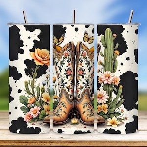 Capa para copo Cowgirl Boots: Design de cactos e flores (download digital)