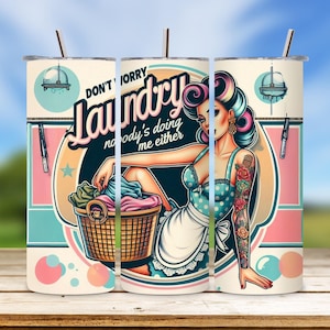 Retro Housewife Tumbler Wrap: Sarcastic Tattoo Design (Digital Download PNG)