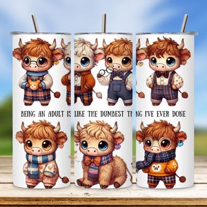 Funny Highland Cow 20 oz Tumbler Wrap: Sassy Adult Humor (Digital Download)