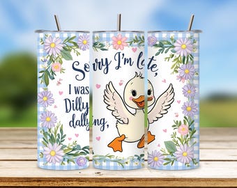 Goose Tumbler Wrap, Dilly Dallying, Funny Retro Design (Digital Download)
