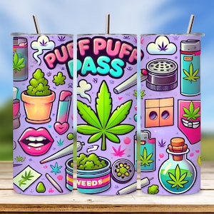 Smoker Girl Weed Tumbler Wrap, 20oz Skinny Tumbler (Digital Download)