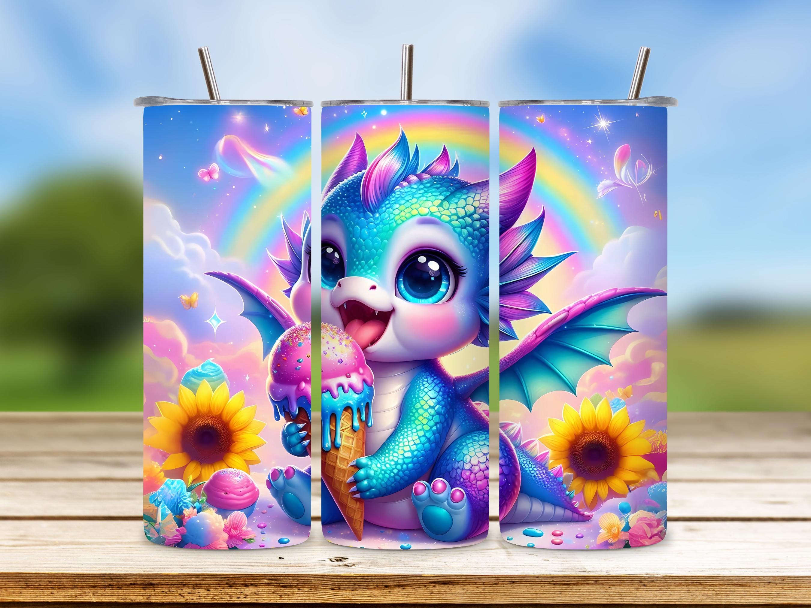 レインボードラゴン タンブラーラップ：20オンス昇華デザイン