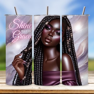 Black Woman Art Tumbler Wrap: Positive Affirmation PNG (Digital)