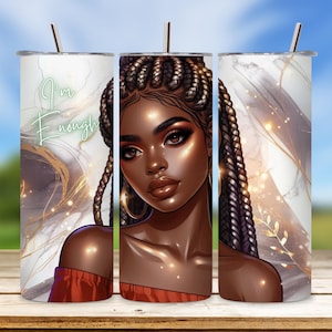 Black Woman Art Tumbler Wrap: Positive Affirmation PNG (Digital Download)