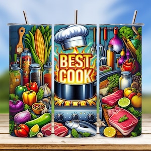 Best Cook Skinny Tumbler Wrap 20 oz, Cooking Tumbler Wrap Design Png, Chef Tumbler Wrap Digital Download, 20 Oz Tumblers Designs