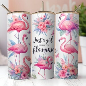 Pink Flamingo Tumbler Wrap PNG: 20 Unzen Skinny Sublimationsdesign (Digitaler Download)