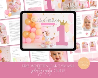 Cake Smash Session Prep Guide Template, Cake Smash Photoshoot, PDF For Clients, Photography Marketing, Editable Canva Template