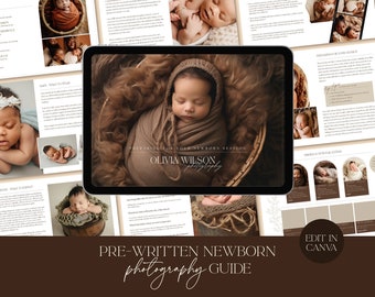 Newborn Session Prep Guide Template, Newborn Photoshoot, Newborn Info For Clients, Photography Marketing, Canva Editable Template