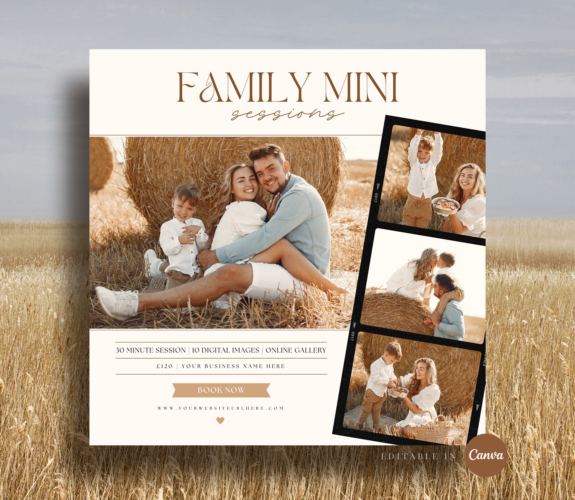 Family Mini Sessions Template, Mama and Me Minis, Photography Marketing, Social Media Template, Canva Editable Template