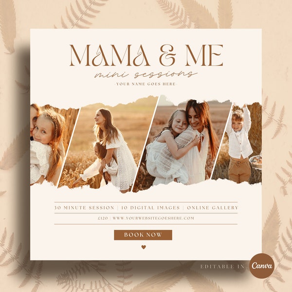 Mama and Me Mini Sessions Template, Mother's Day Minis, Photography Marketing, Canva Editable Template, Family Mini Sessions Template