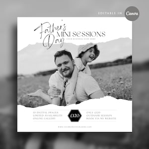 Father&#39;s Day Mini Sessions Template, Daddy and Me Minis, Photography Marketing, Family Mini Sessions Template, Canva Editable Template
