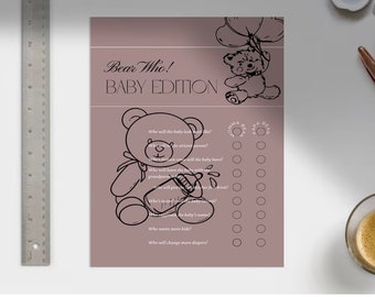 Bear Theme Baby shower game card