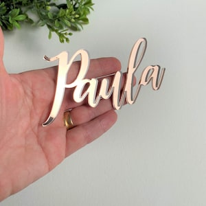 Personalized Cake Charm, Mirror Acrylic Cake Charm, Script Font Name, Acrylic Name, Mirror Gold Birthday Cake Name Charm Decoration