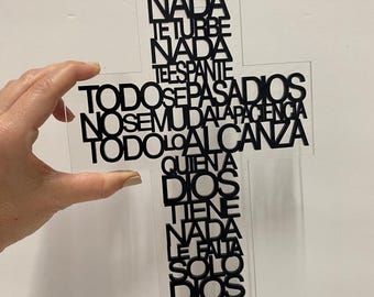 St. Teresa of Avila Prayer Cross, Spanish Acrylic Home Decor