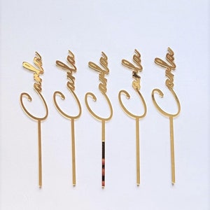 Set of 12 Personalized Cake Pop Sticks, Custom Treat Sticks Cake Pop Toppers Popsicle sticks with Name or Number, Cake pop