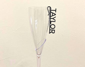 Acrylic Place Wedding Wine Drink Charms, Personalized Place Card Glass Marker Charm Cocktail Champagne Tags Label Acrylic Name Tags Custom