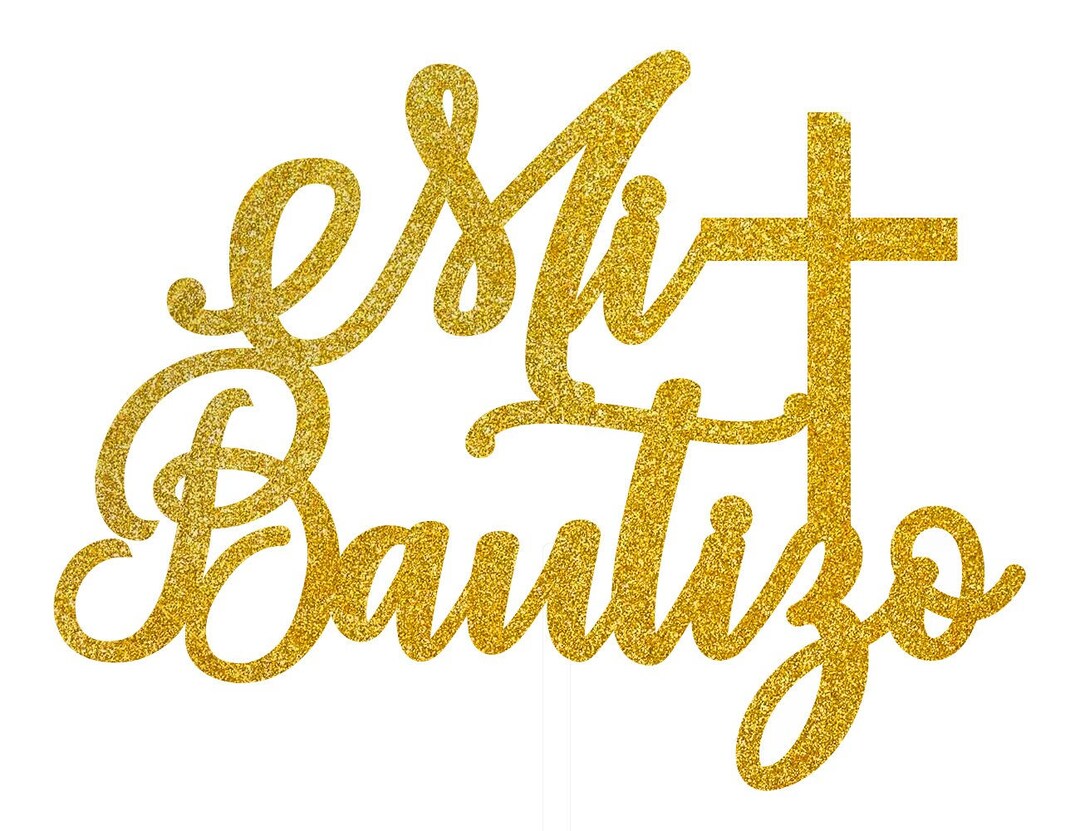 Cake Topper Mi Bautizo With Cross, Glitter Foam Cardstock Cake Topper ...