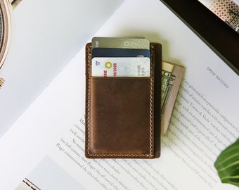 Slim Card Holder, Fathers Day Gift, Leather Card Holder, Personalized Card Holder, Minimalist Leather Card Holder, Gift for Him, Custom Gift