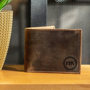Cartera de cuero personalizada para hombre, cartera de cuero personalizada, cuero genuino, cartera grabada personalizada, regalo del Día del Padre, cartera de cuero triple