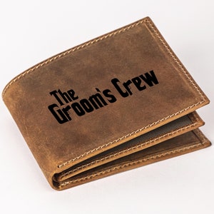 Cartera de cuero para padrinos de boda, cartera de padrino personalizada, cartera de hombre personalizada, cuero genuino, cartera grabada personalizada, cartera del novio