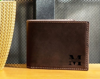 Custom Leather Wallet, Men's Wallet, Genuine Leather Wallet, Custom Engraved Wallet, Father's Day Gift, Bifold Leather Wallet, Gift For Him