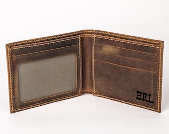 Personalized Leather Wallet, Genuine Leather Wallet, Custom Engraved Wallet, Father's Day Gift, Bifold Leather Wallet, Gift For Boyfriend
