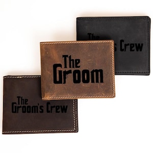 Cartera de cuero personalizada con el tema del novio, cartera con el tema del padrino, cartera grabada personalizada, regalo de despedida de soltera, cartera de cuero para el padrino