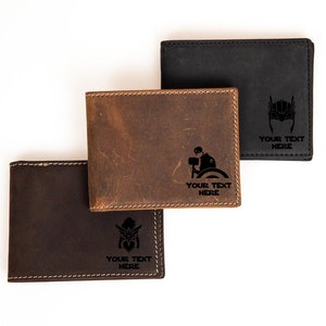 Cartera de cuero personalizada de Los Vengadores, cartera de cuero plegable, cuero genuino, cartera grabada personalizada, cartera de cuero de Marvel personalizada