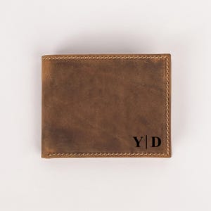 Cartera de cuero bifold personalizada, cartera de cuero para hombre, cartera de cuero genuino, cartera grabada personalizada, regalo del día del padre, regalo para él