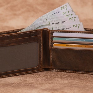 Personalized Leather Wallet, Genuine Leather Wallet, Custom Engraved Wallet, Father's Day Gift, Bifold Leather Wallet, Gift For Boyfriend image 7