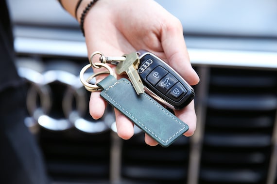 Custom Engraved Leather Keychain, Genuine Leather Key Chain, Personalized Key Chain, Leather Gift Ideas, Monogrammed Key Fob, Custom Key Fob