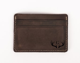 Monogrammed Leather Card Holder, Minimalist Card Holder, Father's Day Gift, Slim Card Holder, Gift For Him, Genuine Leather Card Holder