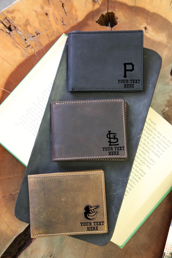 Personalized MLB Teams Wallet, Trifold Genuine Leather Wallet, Baseball Fans Wallet, Custom Baseball Leather Wallet, Wallet Gift For Him