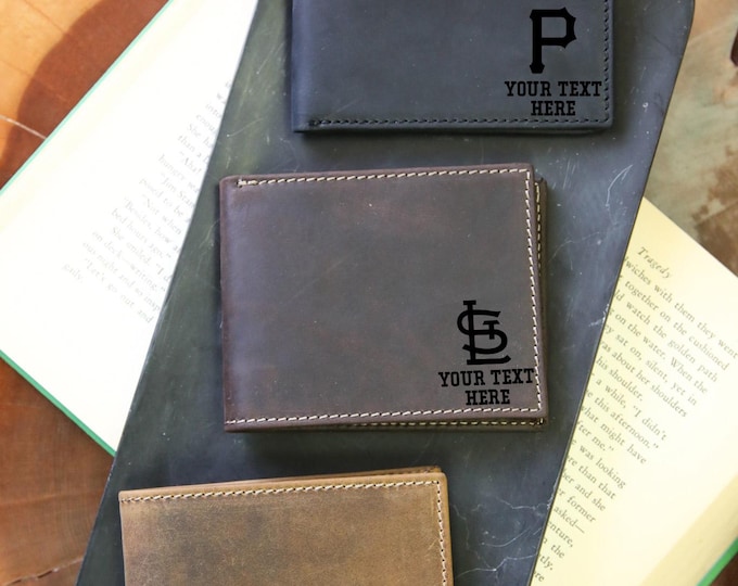 Personalized MLB Teams Wallet, Trifold Genuine Leather Wallet, Baseball Fans Wallet, Custom Baseball Leather Wallet, Wallet Gift For Him