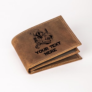 Cartera de cuero triple de Star Wars, cartera de Star Wars personalizada, cartera personalizada para hombre, cuero genuino, cartera grabada personalizada, regalo para él