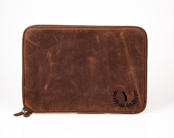 Customized Leather MacBook 13'' Case, Zipper Laptop Case, MacBook Sleeve, Leather Laptop Case, Laptop Sleeve Fits 13", Genuine Leather Gift
