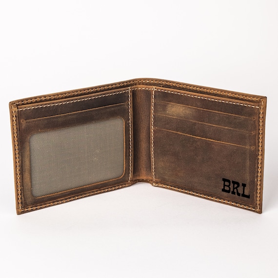 Personalized Leather Wallet, Genuine Leather Wallet, Custom Engraved Wallet, Father's Day Gift, Bifold Leather Wallet, Gift For Boyfriend