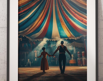 Vintage Circus Art Print | Spectacle Big Top Illustration | PRINTABLE wall art | Carnival Wall Decor | Whimsical Retro Circus Aesthetic